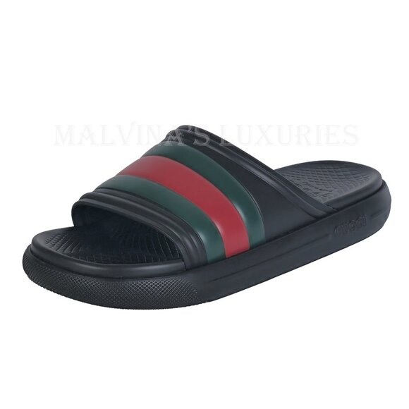 GUCCI SHOES MENS BLACK RUBBER ACE SLIDE SANDAL w WEB DETAIL sz 7G 7.5 US main image 14